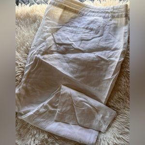 LL BEAN white linen slacks